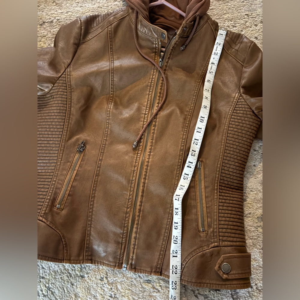 Brown Faux Leather Jacket - Picture 9 of 10